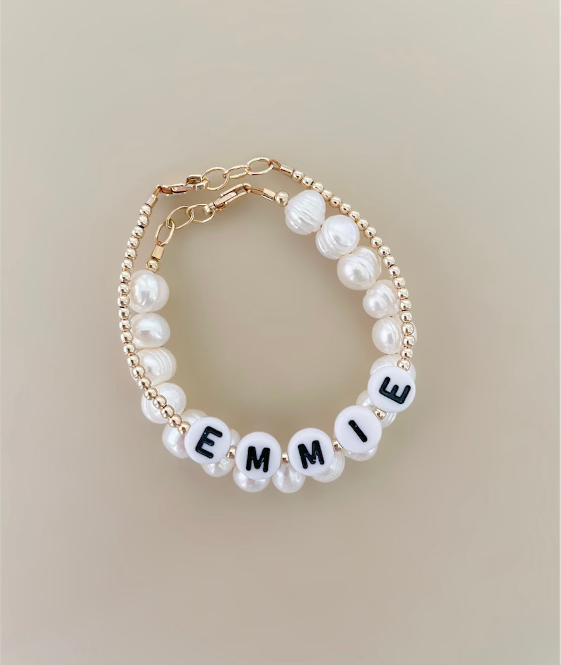 Gold Bracelet with Personalized Black Letter Beads – Sea Marie Designs