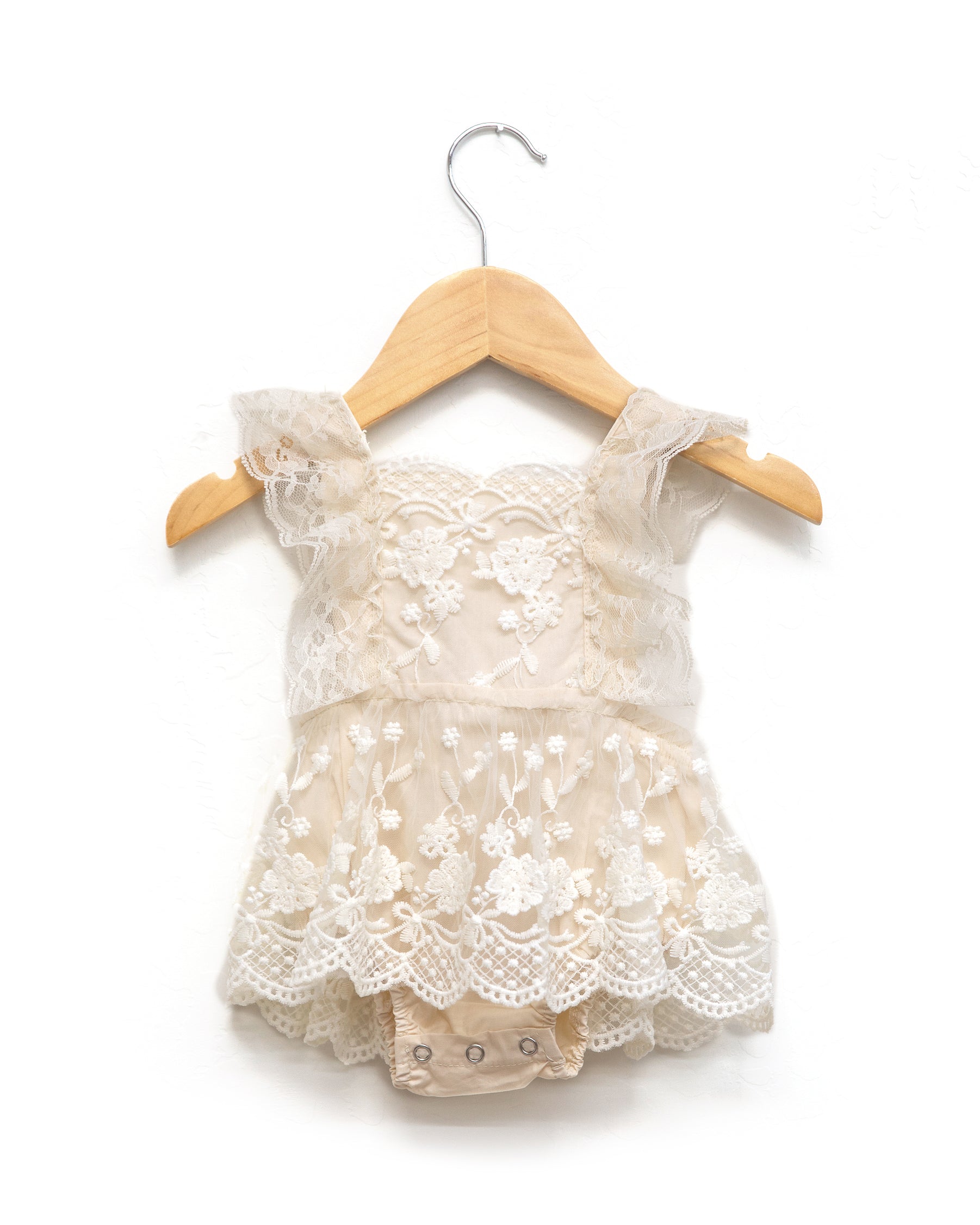 Everly Ivory Lace Baby Romper - Oui Babe