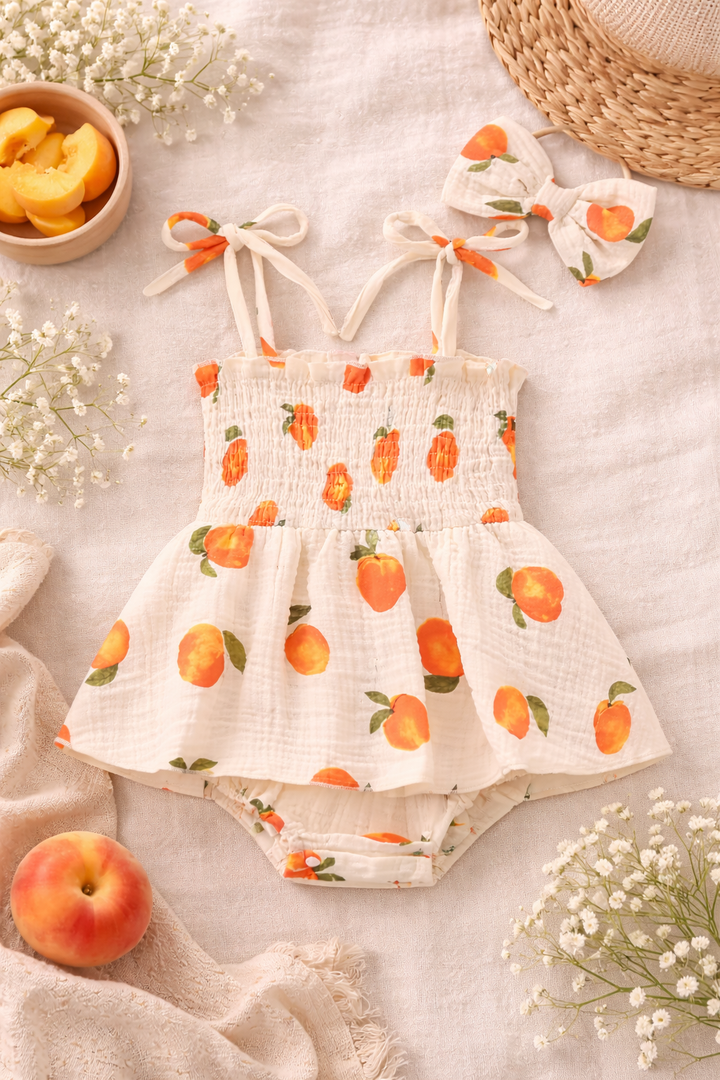Georgia Peach Smock Romper
