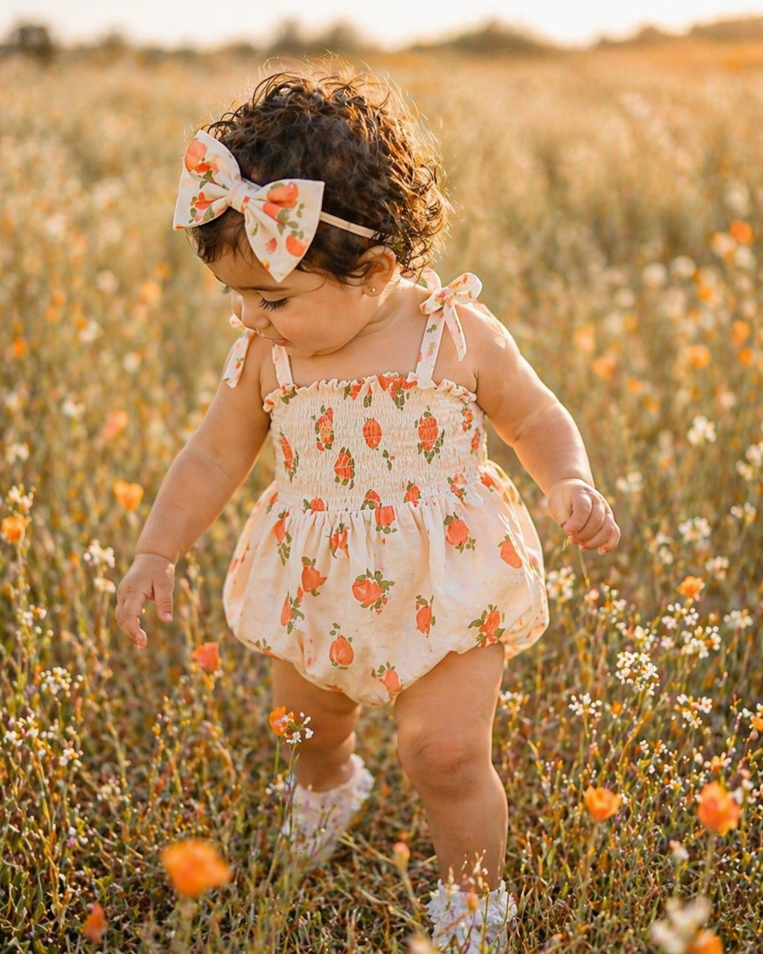 Georgia Peach Smock Romper