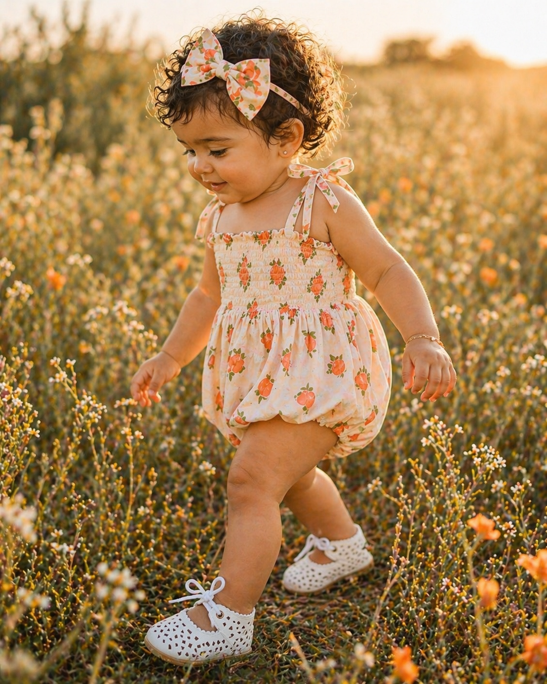Georgia Peach Smock Romper
