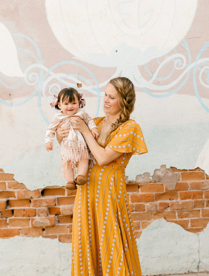 Indi Boho Velvet Dress in Beige