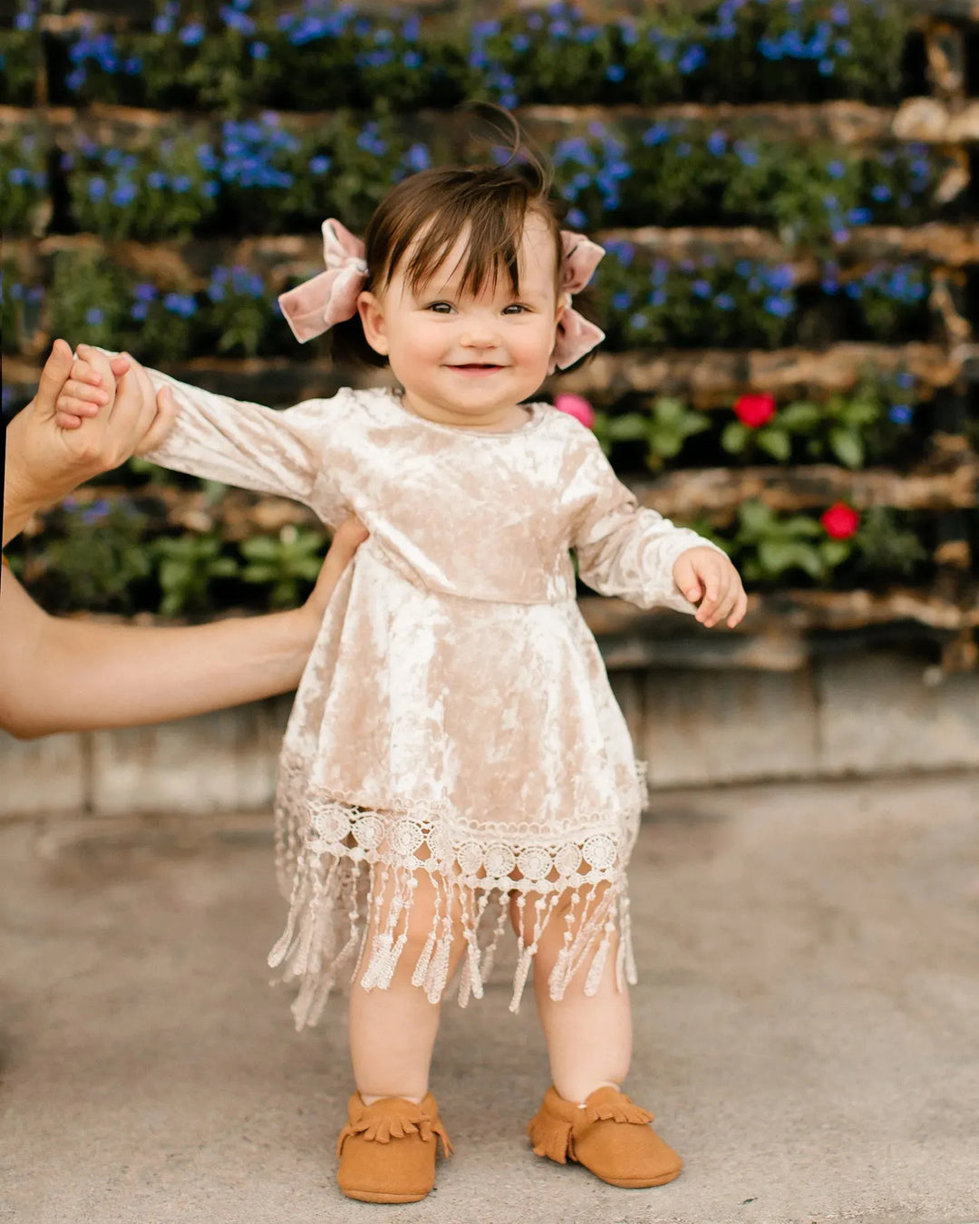 Indi Boho Velvet Dress in Beige | Reverie Threads 6-12 Months Indi Boho Velvet Dress in Beige | Reverie Threads 6-12 Months