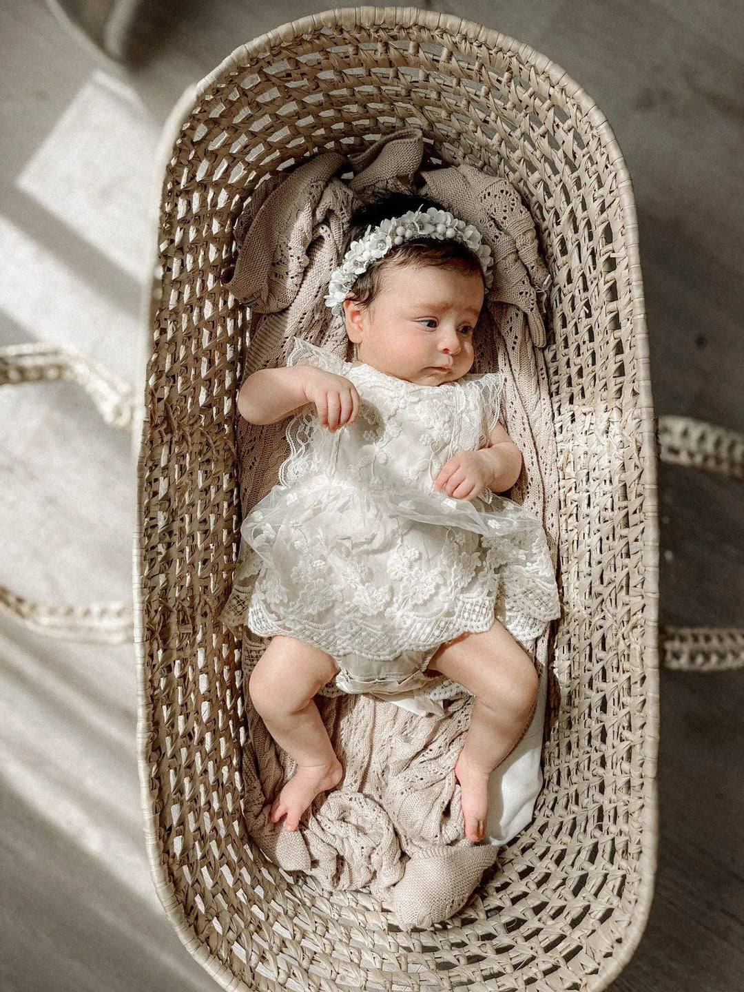 Everly Lace Romper in Ivory