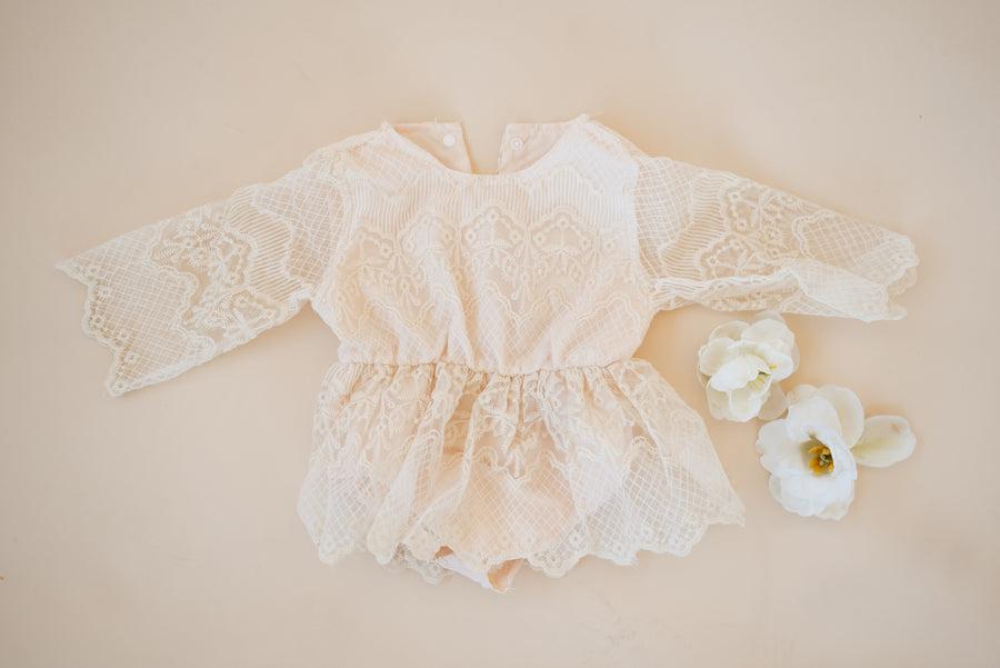 Lily Long Sleeved Lace Romper