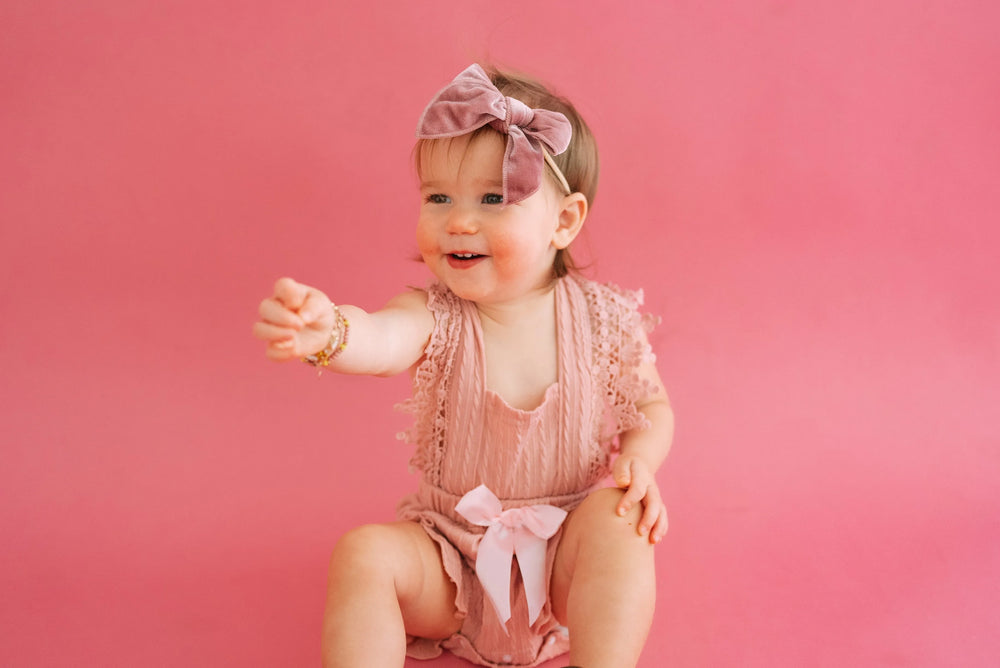 Abigail Headband in Velvet Dusty Pink