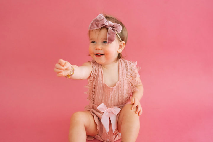 Abigail Headband in Velvet Dusty Pink