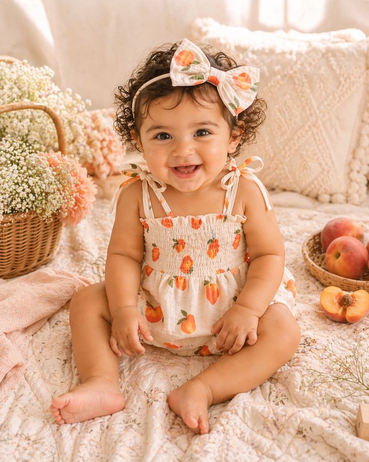 Georgia Peach Smock Romper