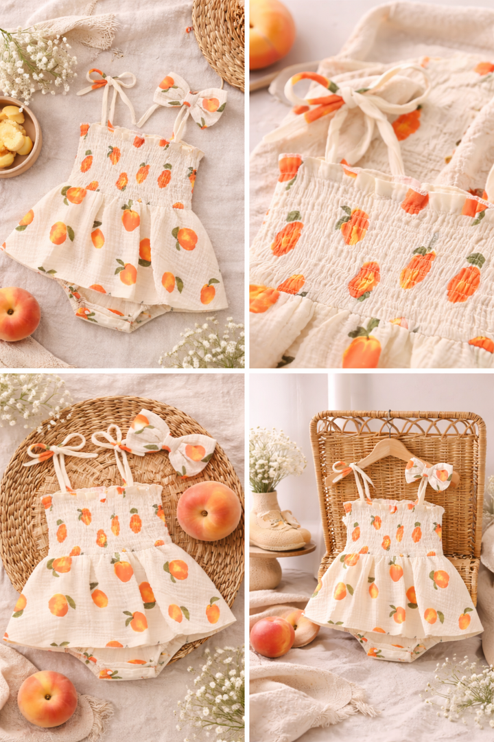 Georgia Peach Smock Romper