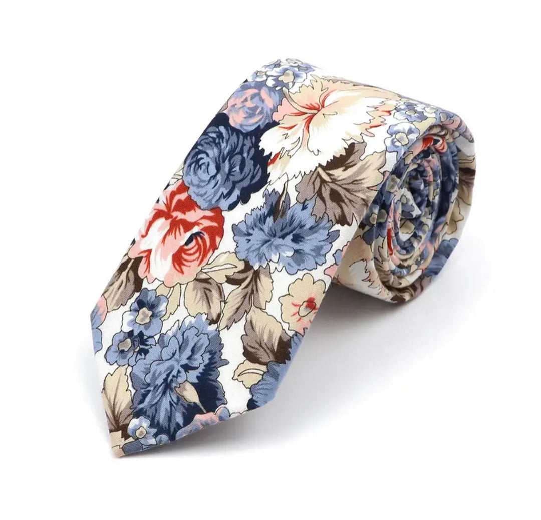 Men's Skinny Tie in Serenity Blooms