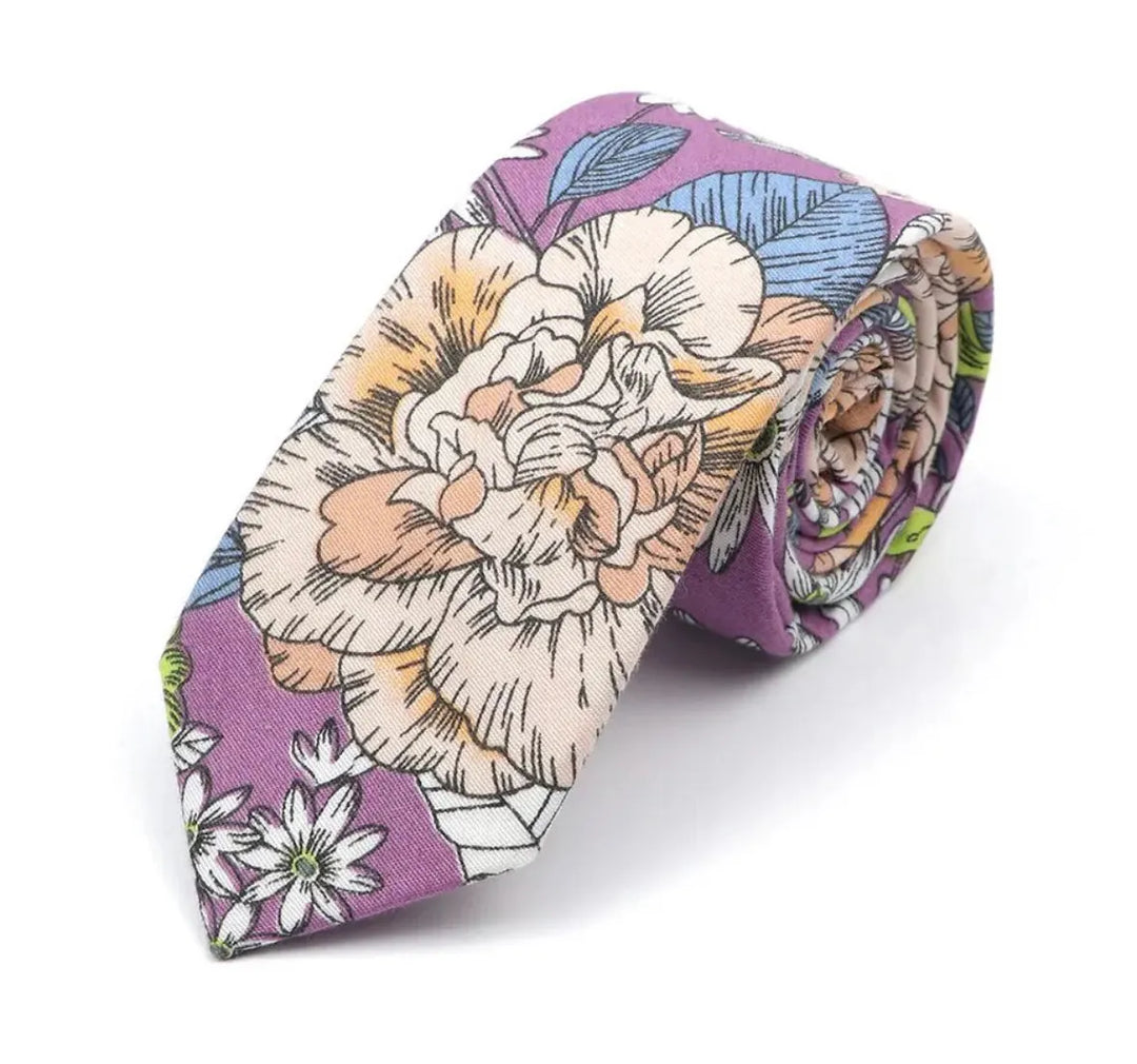 Men's Skinny Tie in Royal Bloom