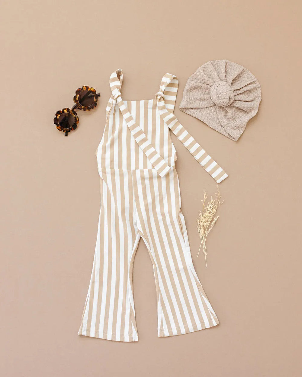 Hippie Vibes Jumpsuit in Beige Stripes