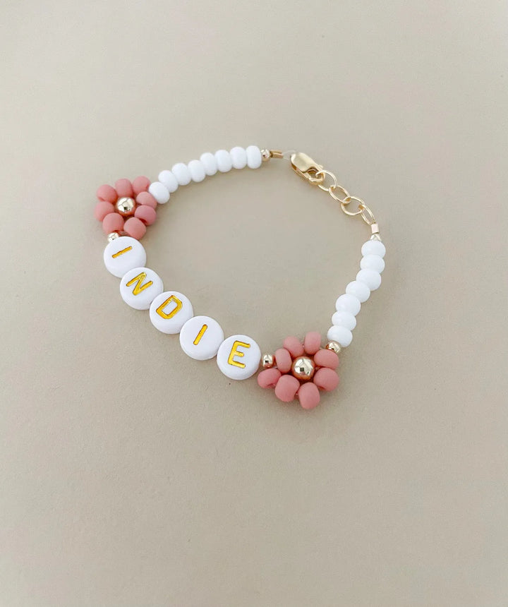 Golden Petal Personalized Name Mommy & Baby Bracelet