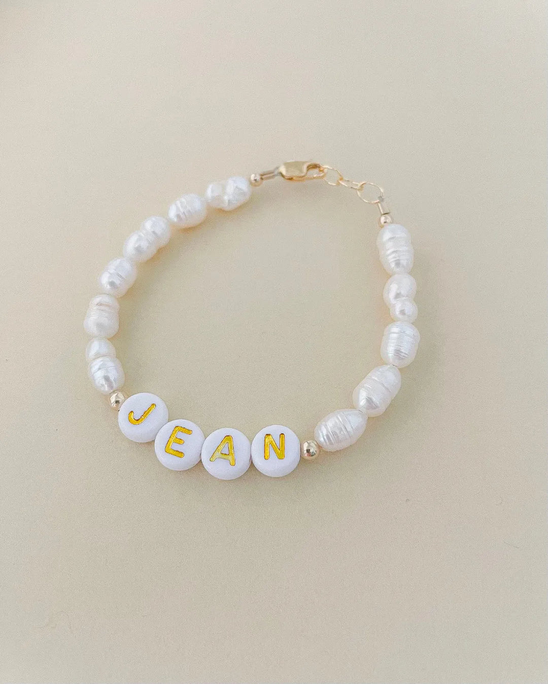 Personalized Name Mommy & Baby Bracelet in Pearly White