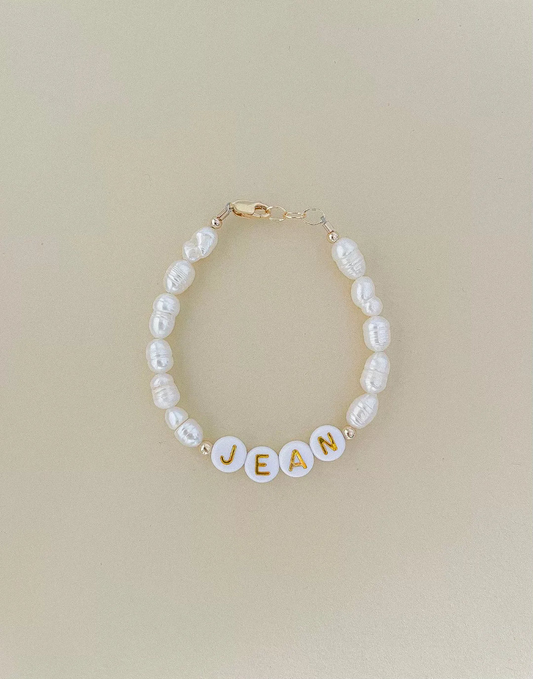 Personalized Name Mommy & Baby Bracelet in Pearly White