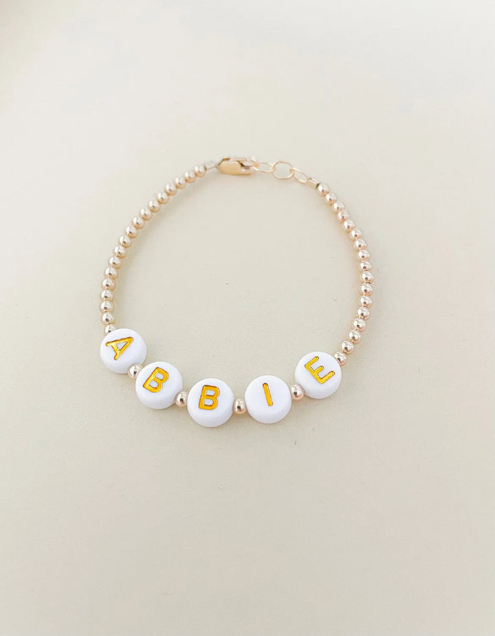 Personalized Name Mommy & Baby Bracelet in 14K Gold Filled Beads