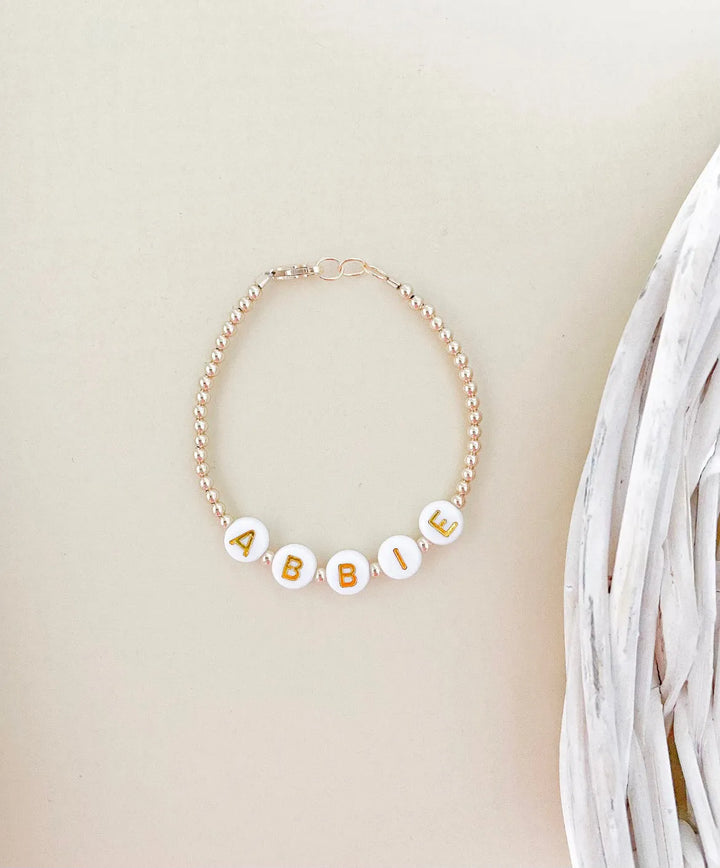 Personalized Name Mommy & Baby Bracelet in 14K Gold Filled Beads