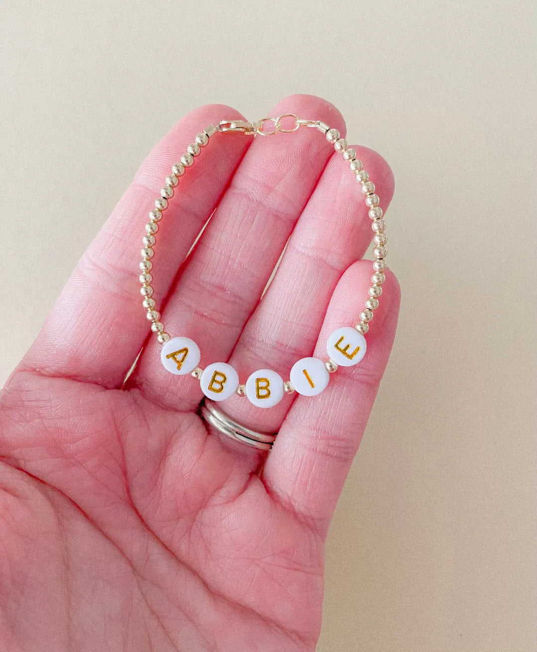 Personalized Name Mommy & Baby Bracelet in 14K Gold Filled Beads