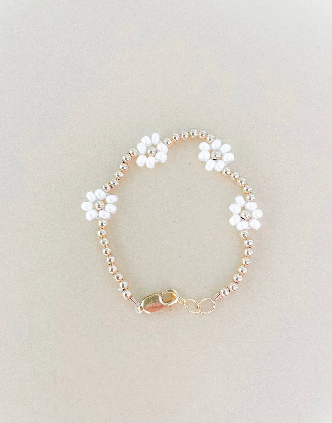 14K Gold Filled Beaded Flower Mommy & Baby Bracelet