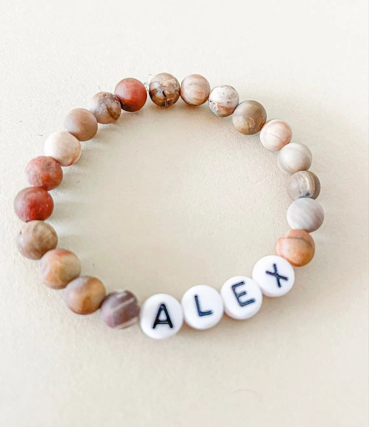 Personalized Gender Neutral Stone Name Bracelet – Baby to Adult, Boys or Girls.