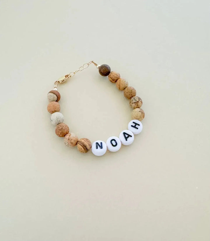 Personalized Gender Neutral Stone Name Bracelet – Baby to Adult, Boys or Girls.