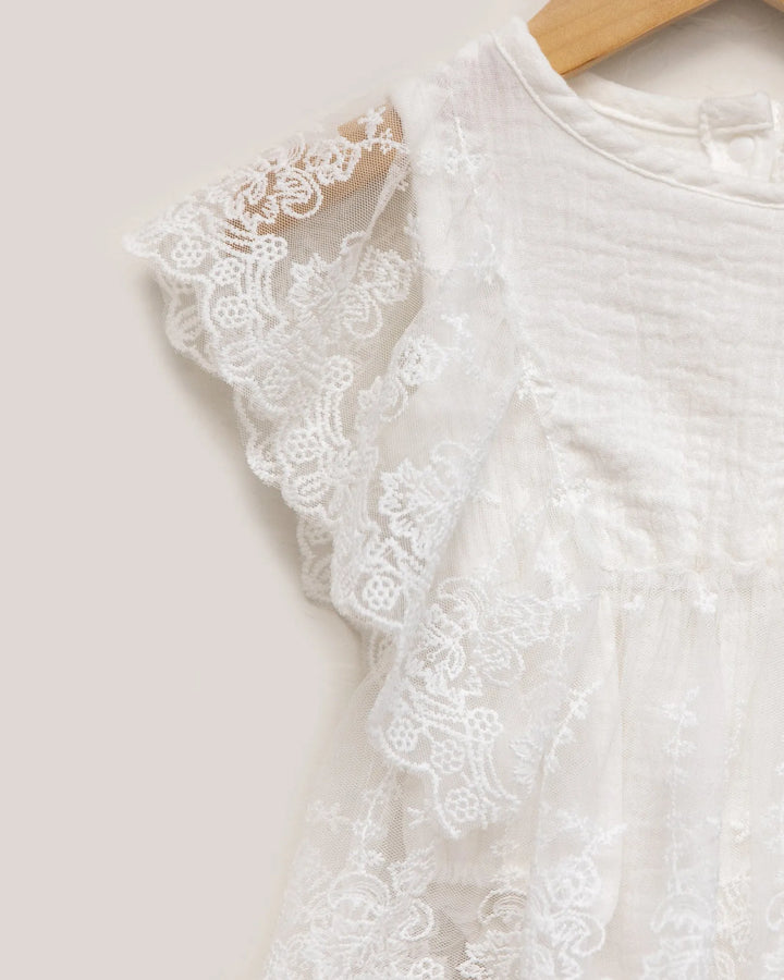 Evangeline Lace Romper in White