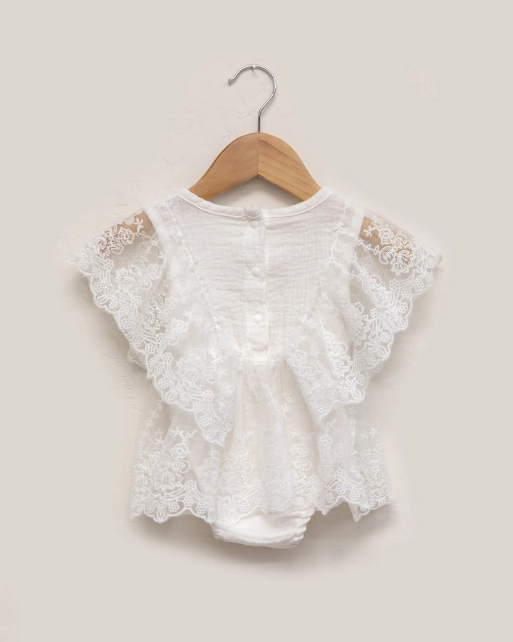 Evangeline Lace Romper in White