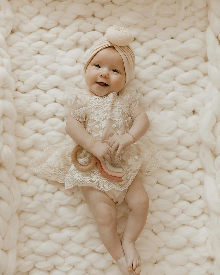 Everly Lace Romper in Ivory