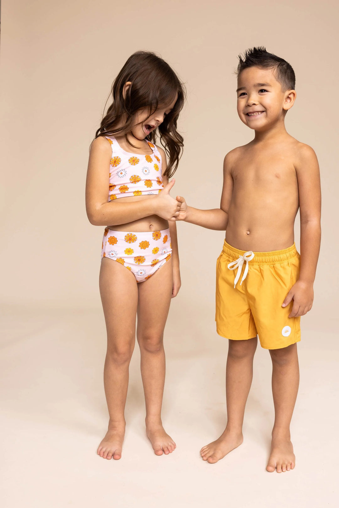 Girl's Basic Bikini | Yellow/Orange Floral