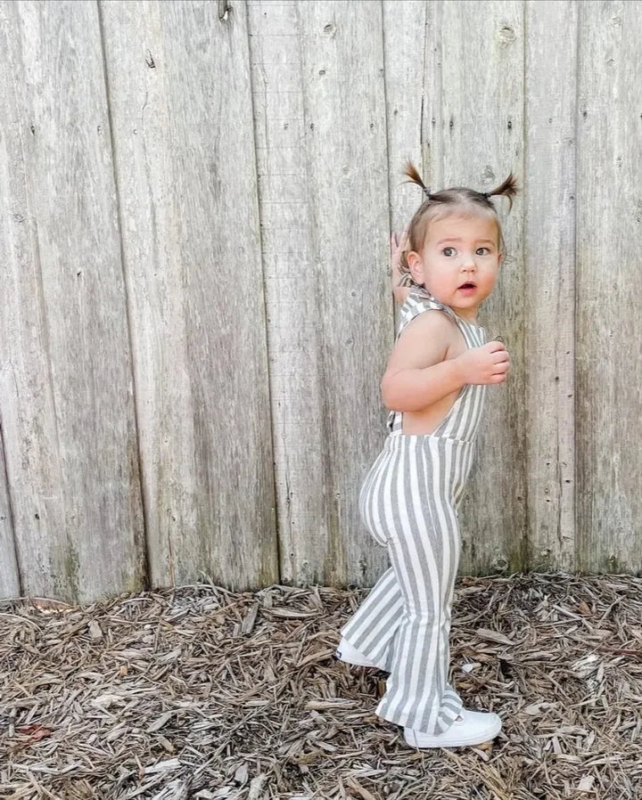 Hippie Vibes Jumpsuit in Gray Stripes