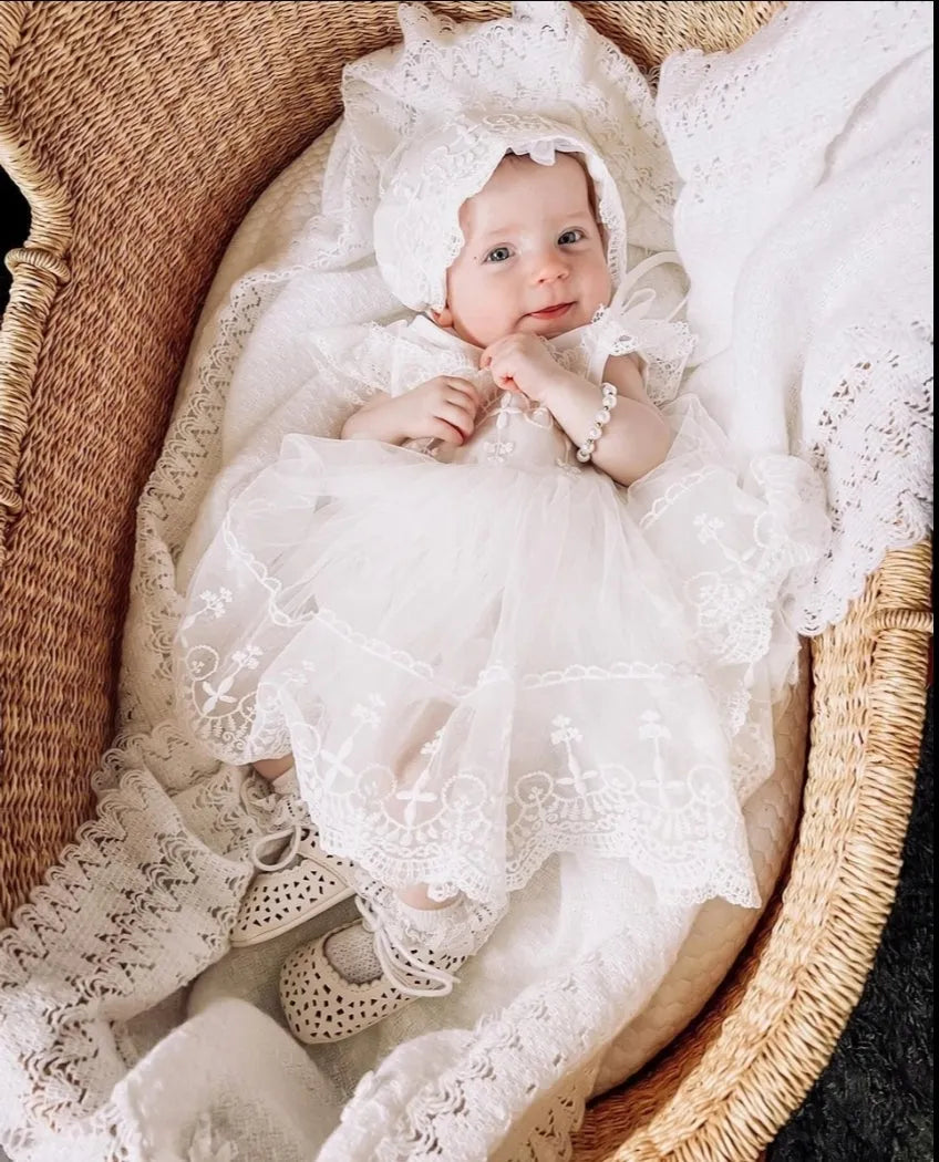 Magnolia Baptism Blessing Dress & Bonnet | Reverie Threads Magnolia Baptism Blessing Dress & Bonnet | Reverie Threads