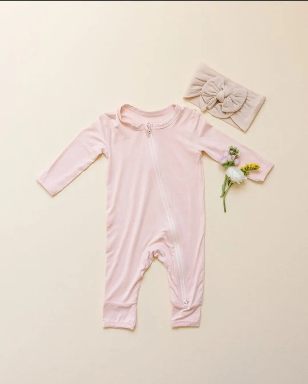 Soft Bamboo Romper in Light Pink