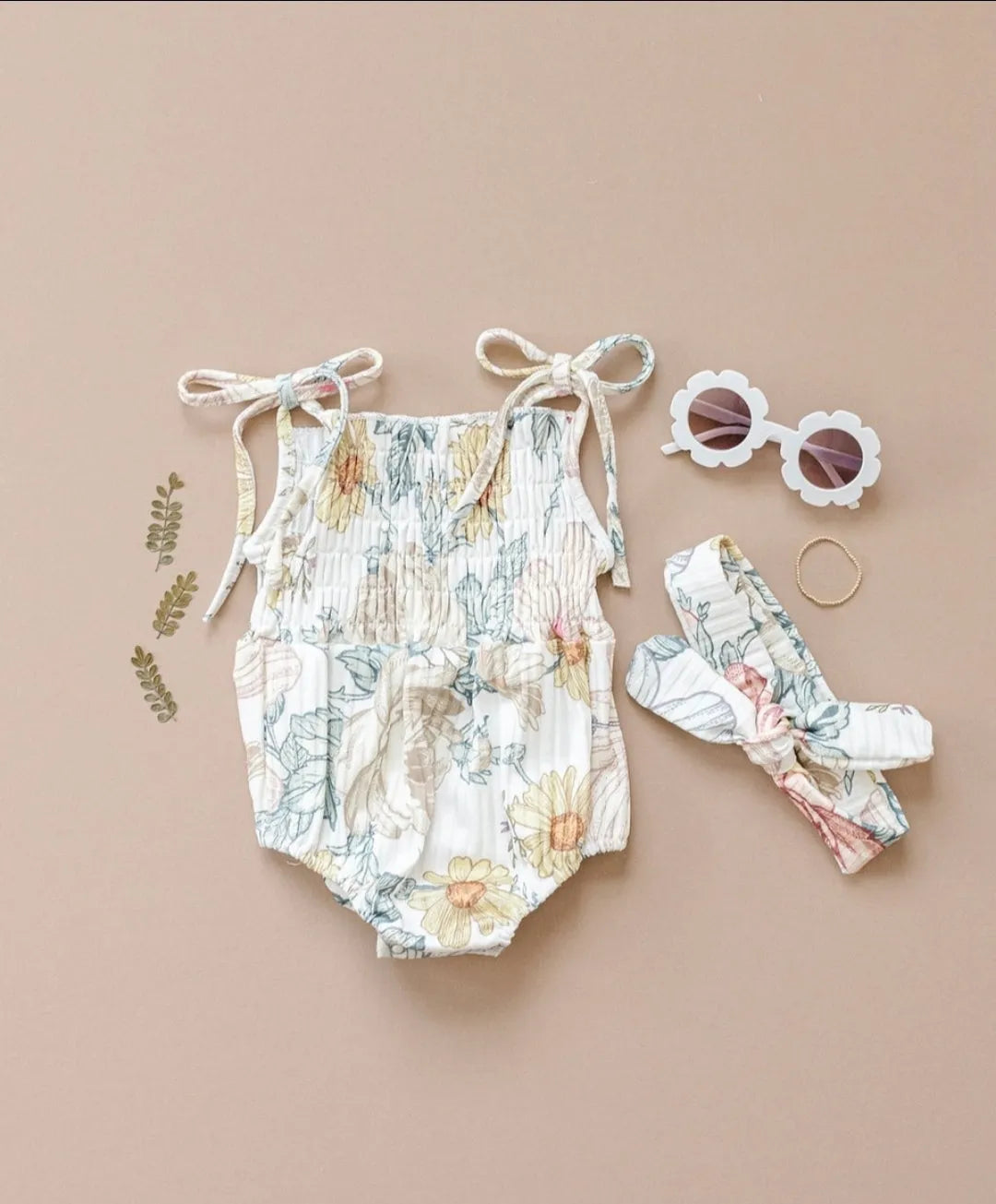 Ruby Ribbed Romper in Spring Floral