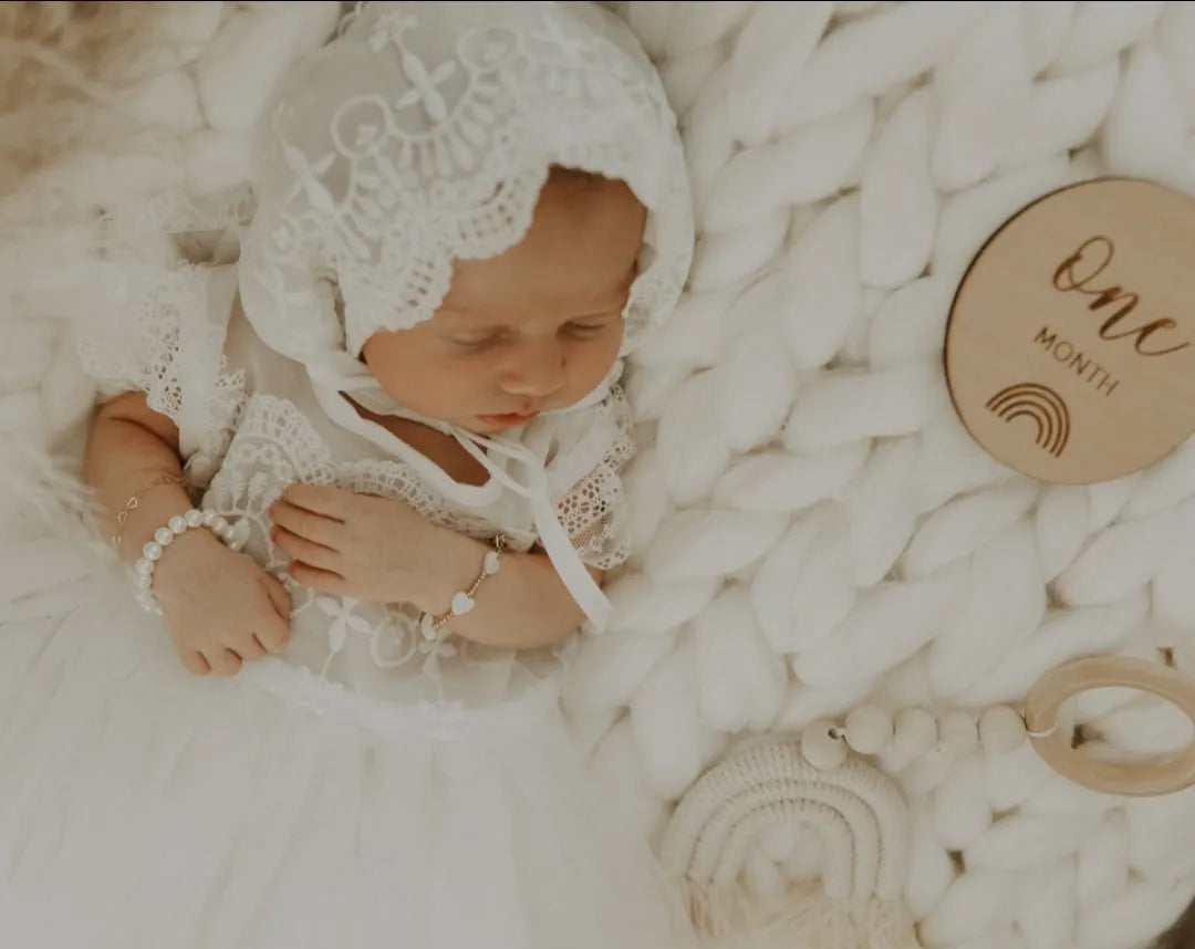 Magnolia Baptism Blessing Dress & Bonnet | Reverie Threads 3-6 Months Magnolia Baptism Blessing Dress & Bonnet | Reverie Threads 3-6 Months