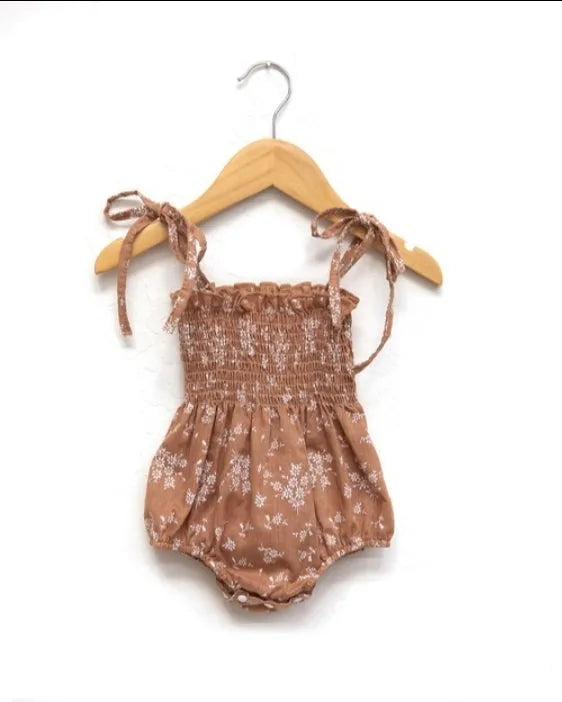 Ruby Romper in Brown Dainty Floral