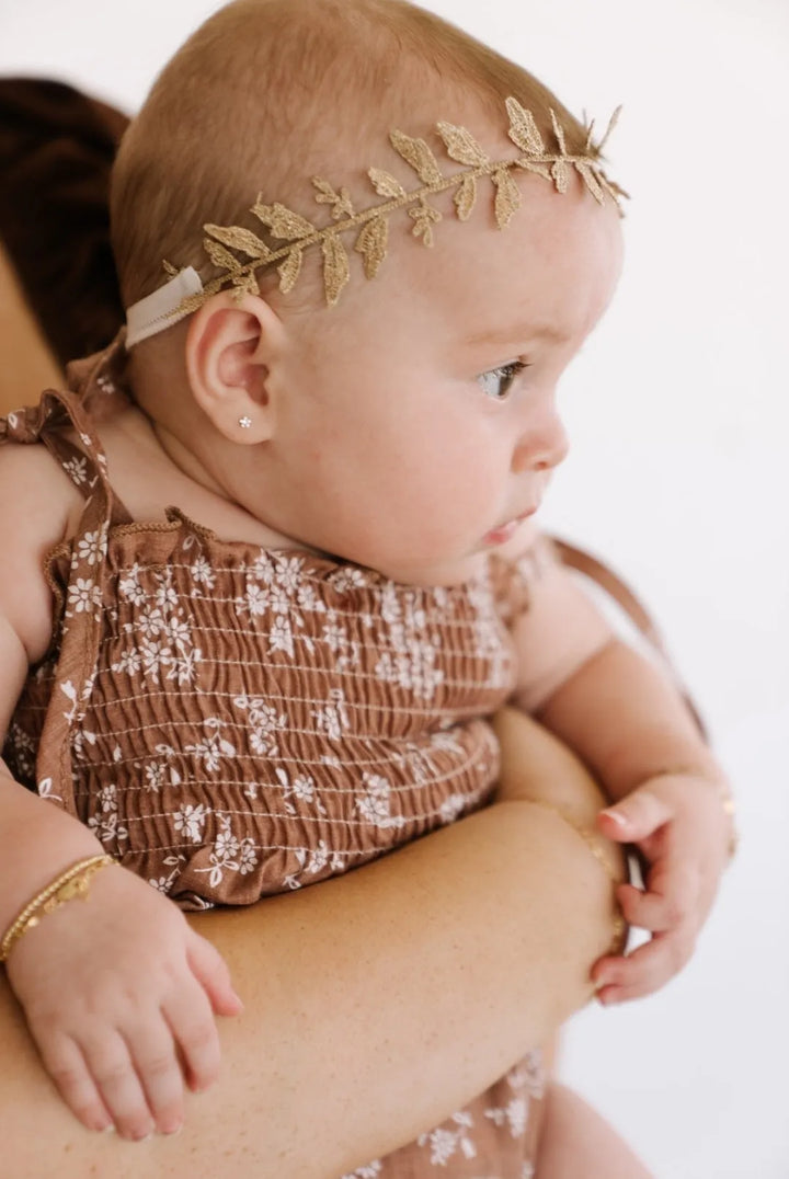 Ruby Romper in Brown Dainty Floral