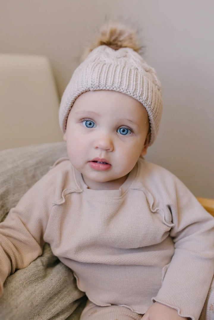 Mommy & Me Cozy Knit Beanie in Beige