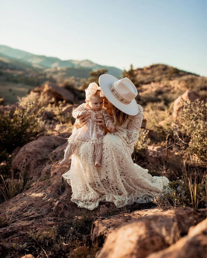 Indi Boho Velvet Dress in Beige