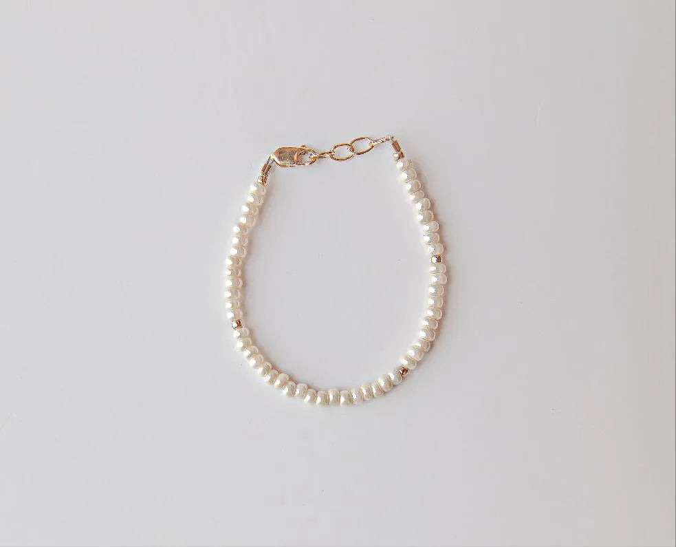 Mommy & Me Cream & Gold Bracelet - 14K Gold Filled