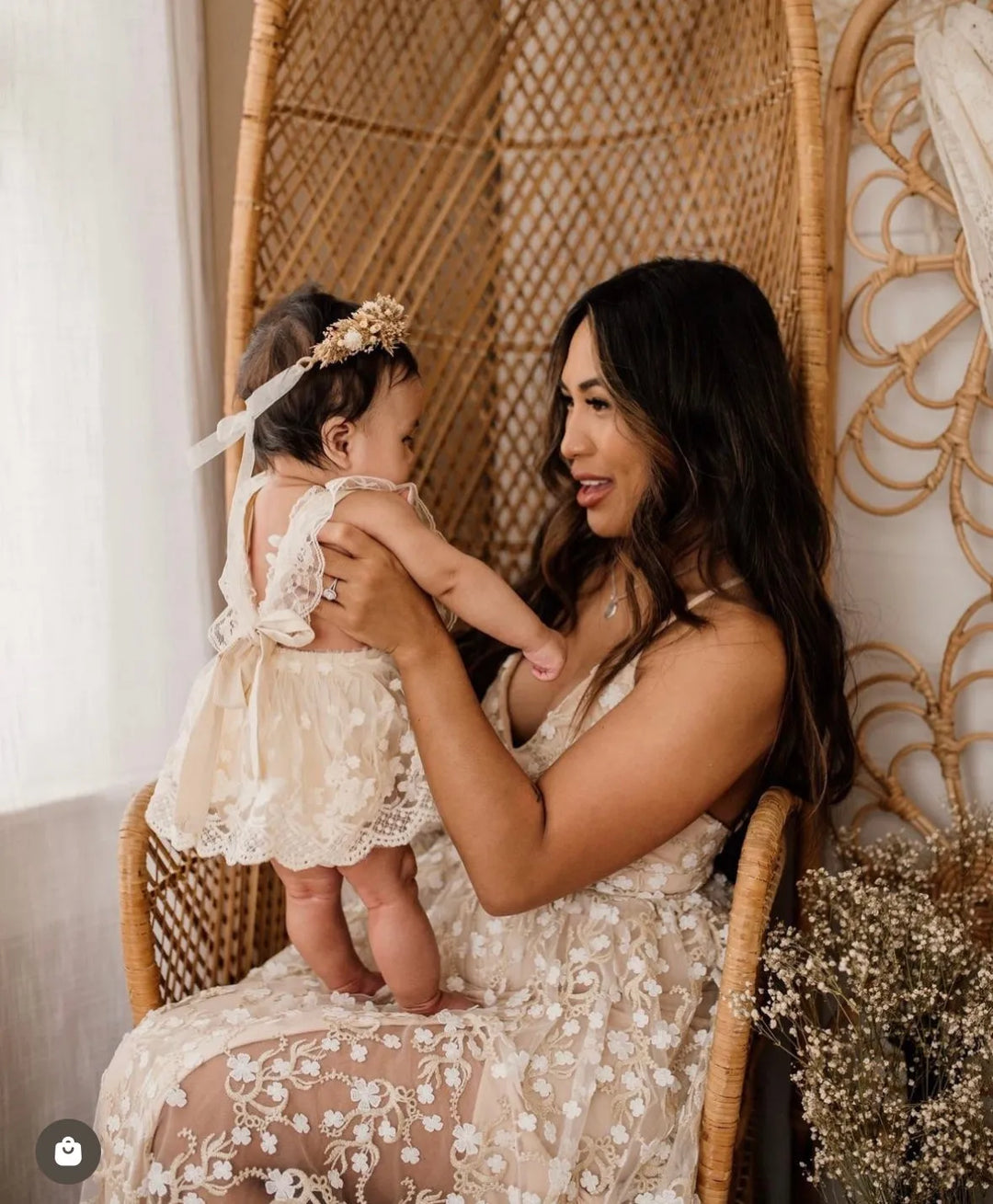 Everly Lace Romper in Ivory