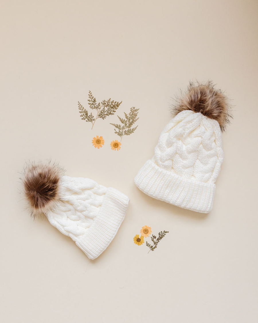 Mommy & Me Cozy Knit Beanie in Ivory