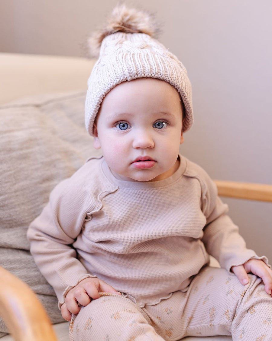 Mommy & Me Cozy Knit Beanie in Ivory