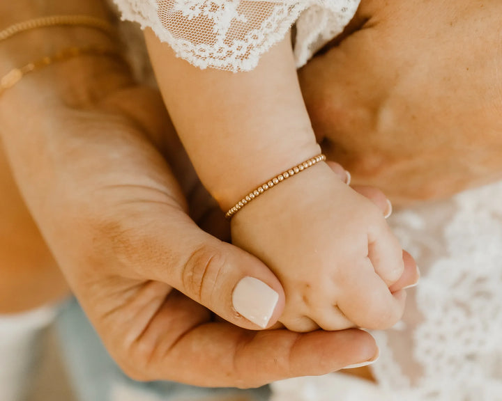 Mommy & Me Dainty Gold Beaded Bracelet - 14K Gold Filled