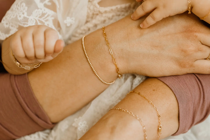 Mommy & Me Dainty Gold Beaded Bracelet - 14K Gold Filled