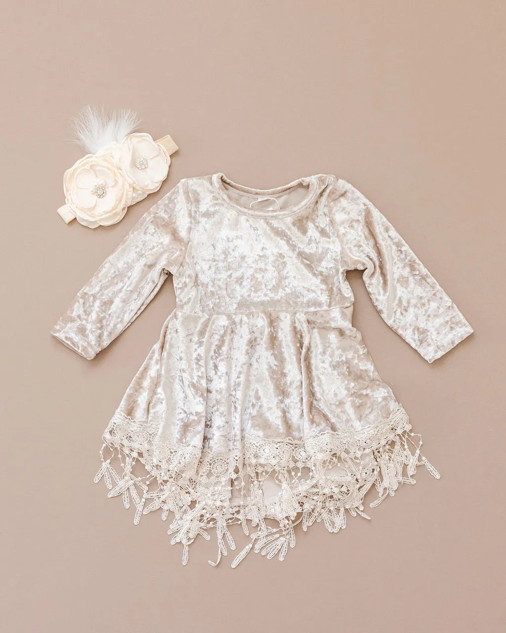 Indi Boho Velvet Dress in Beige Indi Boho Velvet Dress in Beige