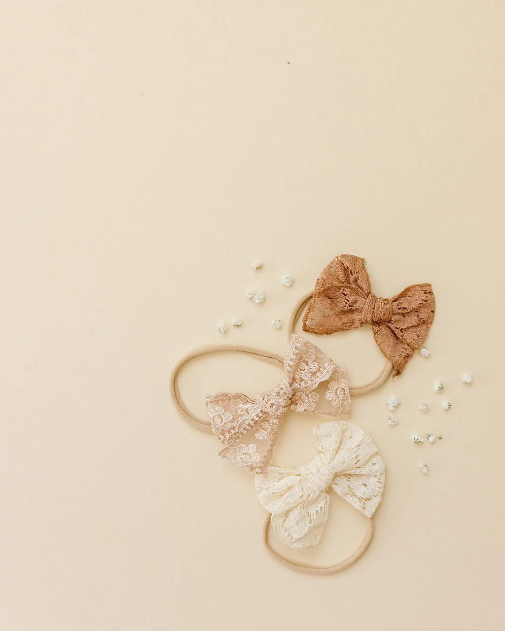 Luna Bow Headband in Lacey Ivory