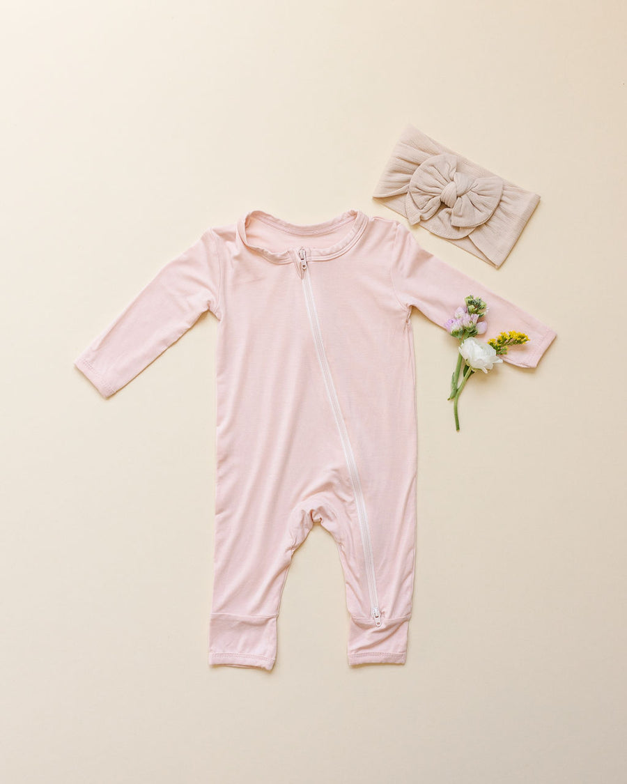 Soft Bamboo Romper in Light Pink