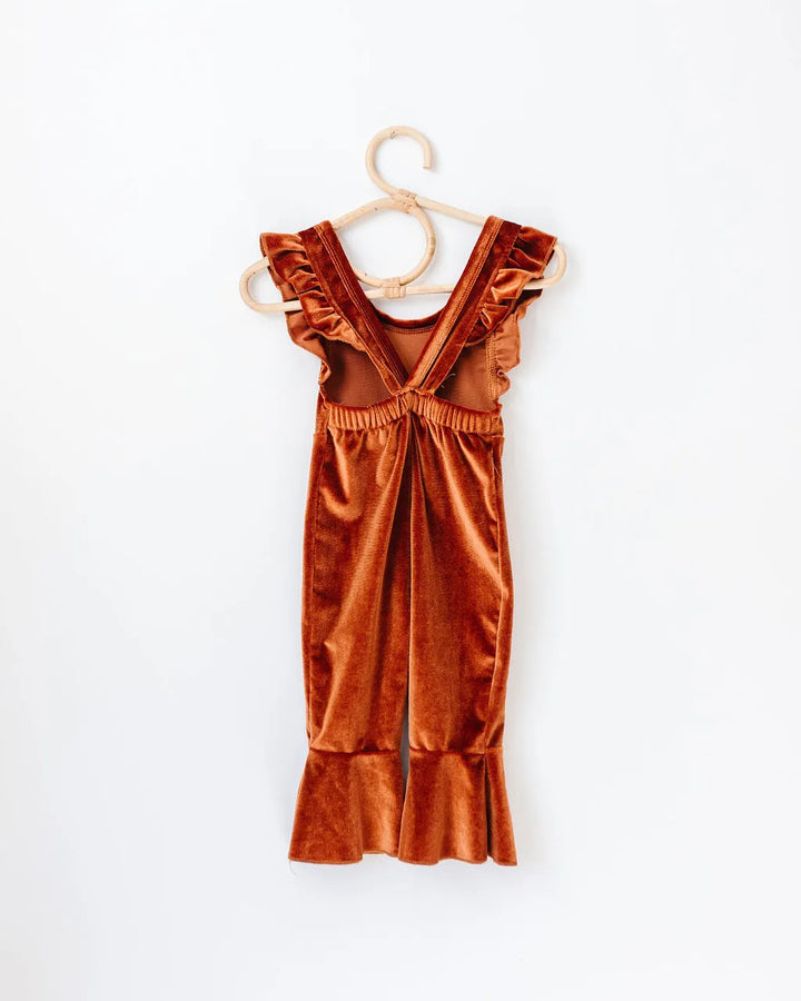 Dinah Velvet Jumpsuit in Rust