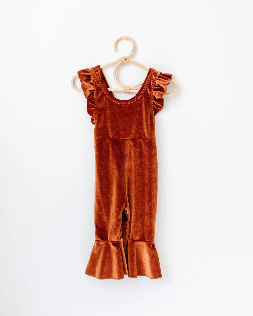 Dinah Velvet Jumpsuit in Rust