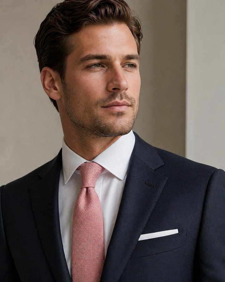 Men's Skinny Tie in Pink Suede